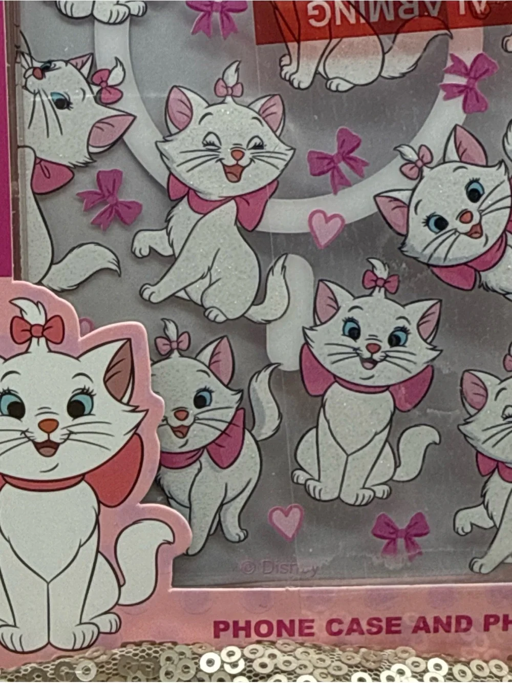 New Disney Aristocats Marie iPhone 17 Pro Max Case With Bow Charm Glitter Pink